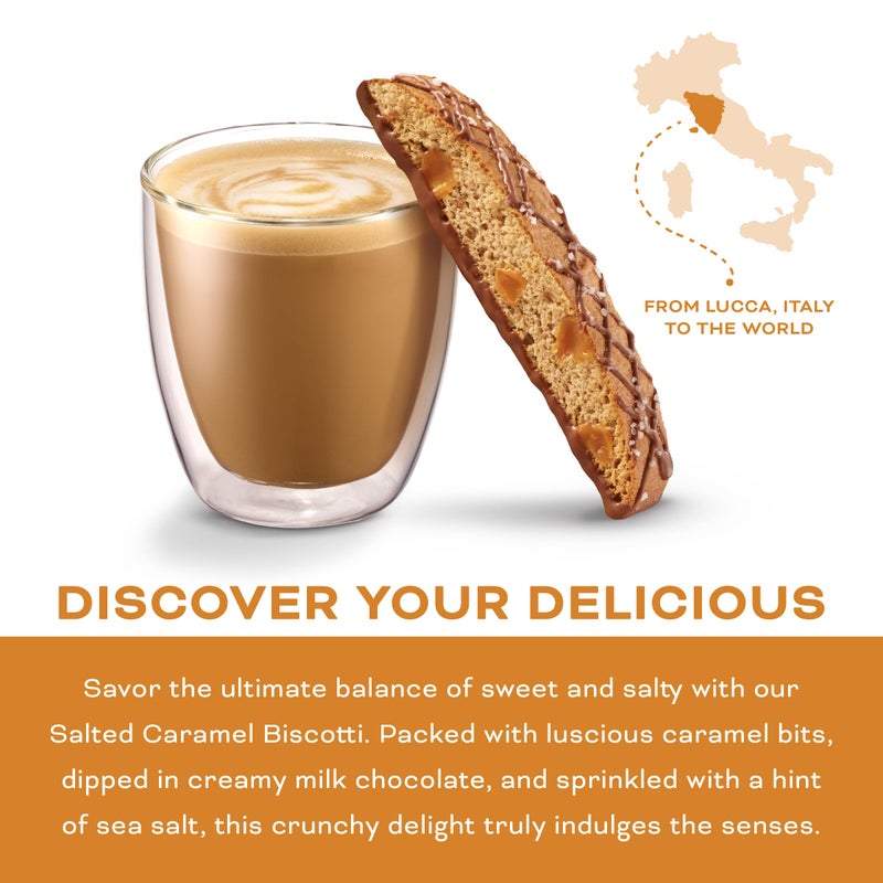 Nonni's Salted Caramel Milk Chocolate Biscotti Cookies - Individually Wrapped Italian Coffee Snack, Crunchy Twice-Baked, 90 Cal Each, 21 oz Carton - Image 4